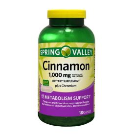 Spring Valley Cinnamon Plus Chromium Capsules Dietary Supplement, 1,000 mg, 180 Count